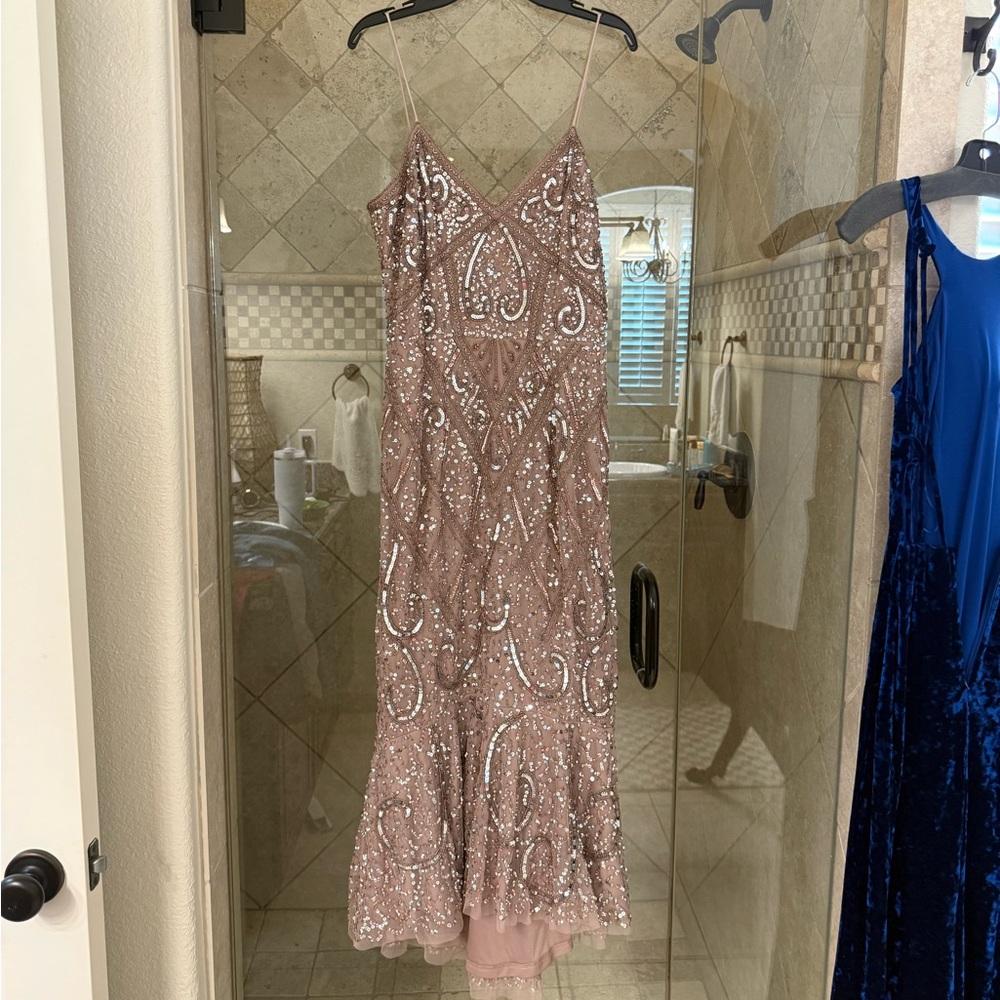 Gianni Bini Sequin Embellished Dress - Tan